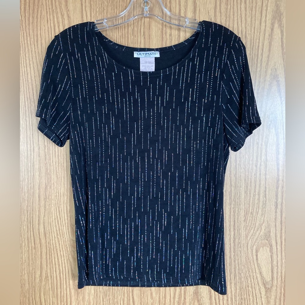 Vintage Slinky Black Tee w/ Rhinestone Pattern
